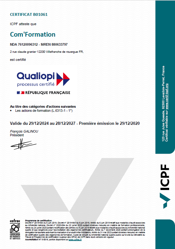 Certificat Qualiopi